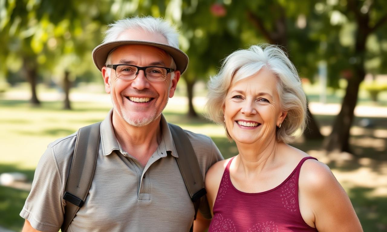 Happy Australian couple enjoying active life with UroVita Care